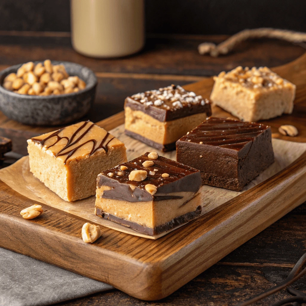 Creamy peanut butter fudge cut into squares, perfect for a sweet treat