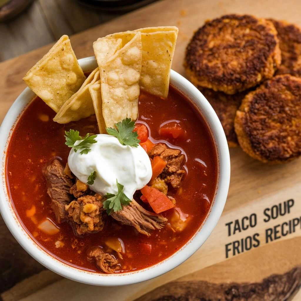 Family enjoying a hearty bowl of Taco Soup Frios for dinner