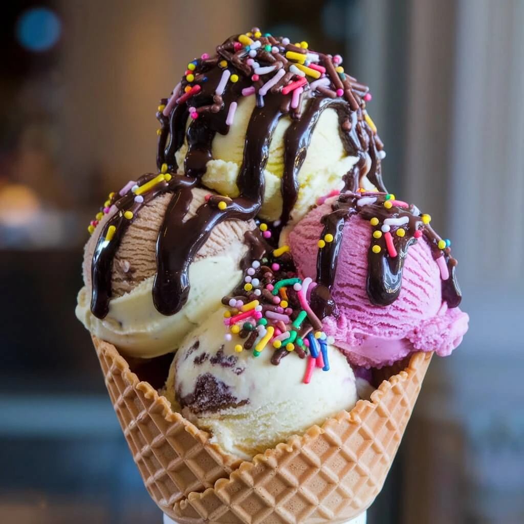 Close-up of homemade Journeyman Ice Cream with a vanilla bean