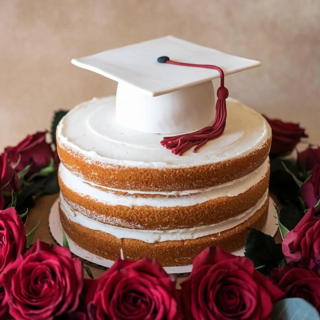 Elegant Minimalist Graduation Cake with Metallic Accents