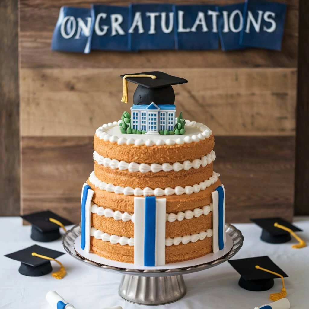 Creative graduation cake with DIY decorations