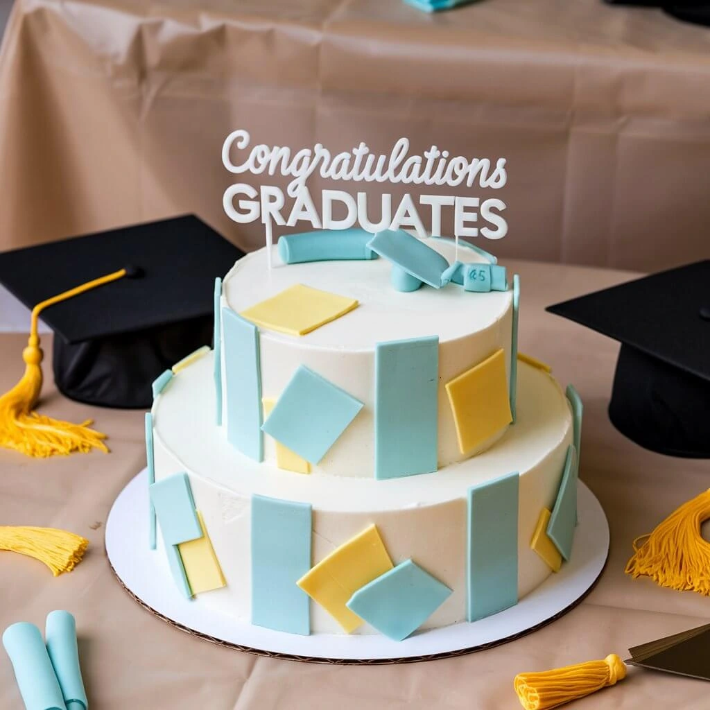 Whimsical Graduation Cake with Edible Images and Fun Details