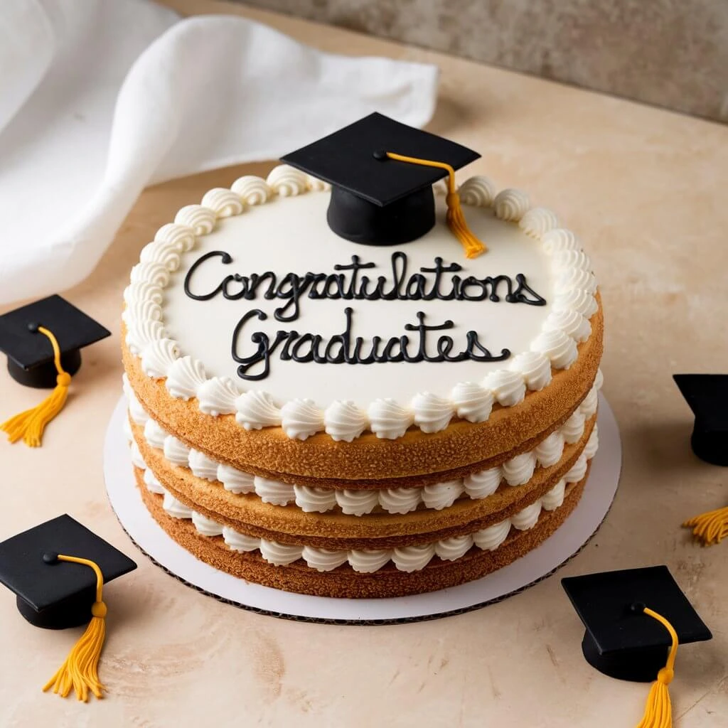 Modern, minimalist graduation cake with bold "Class of 2025" lettering.