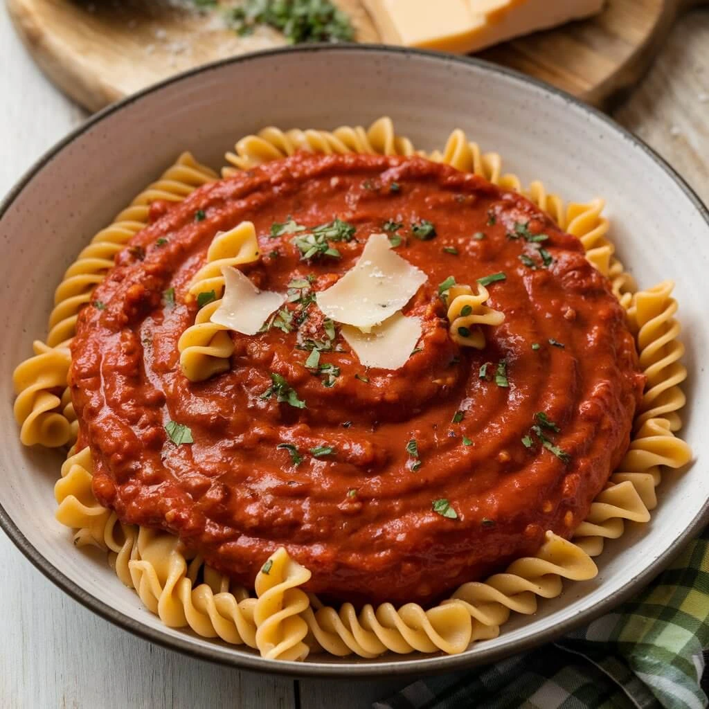 Delicious Mafaldine pasta dish served with a creamy sauce