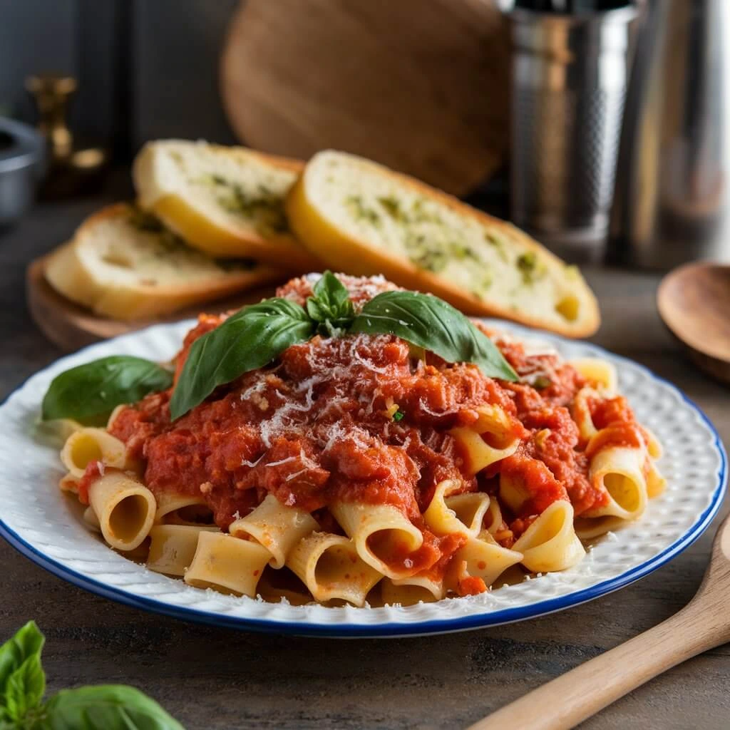 Fresh basil pesto and Lumache pasta