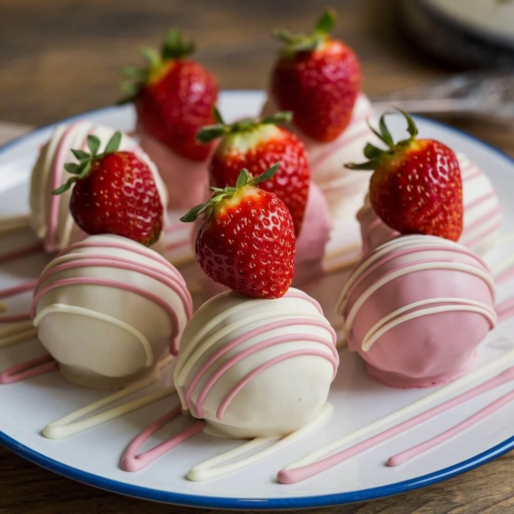 A beautifully presented gift box filled with homemade strawberry bon bons, perfect for gifting.