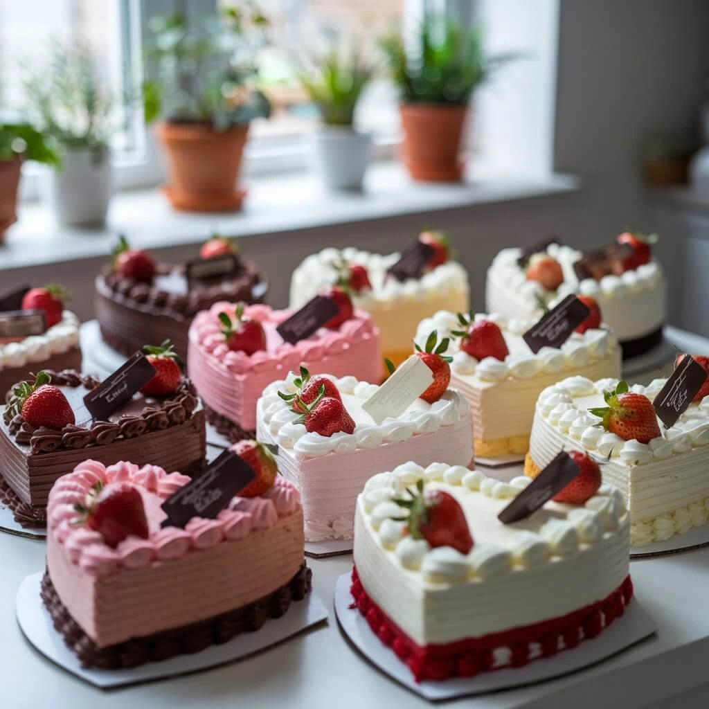  Elegant heart-shaped cake decorated with soft pink fondant and roses.