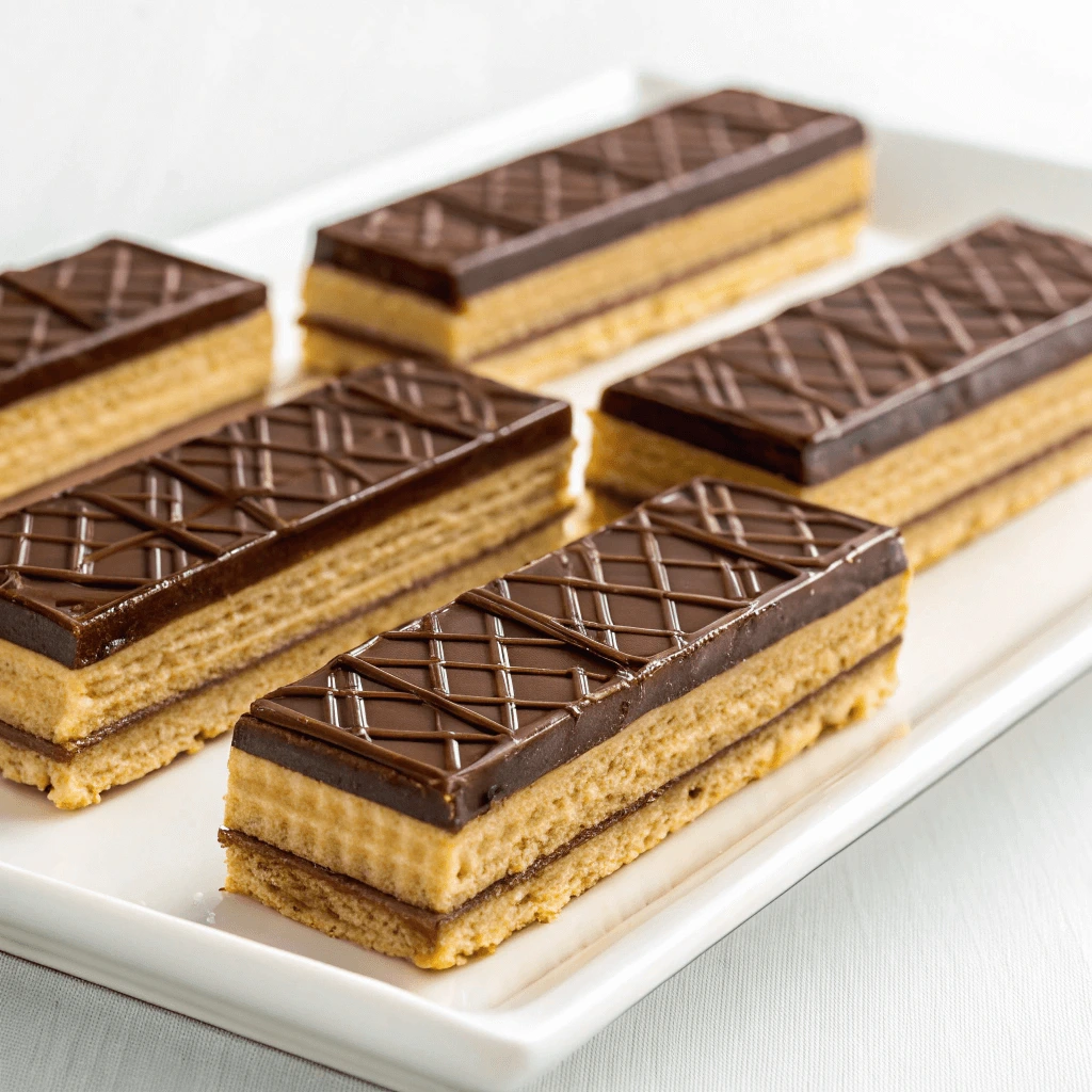 Wafer cookie with a layer of chocolate filling