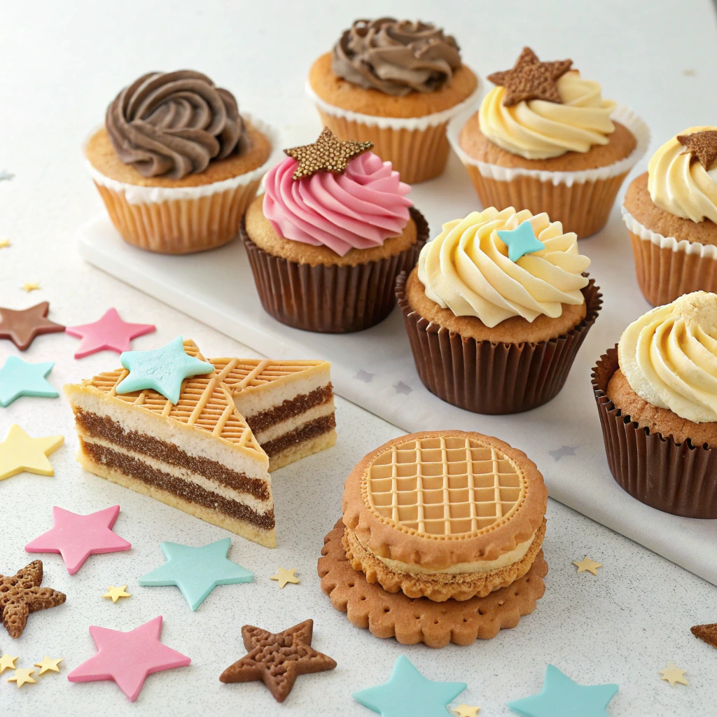 Assorted wafer cookies with different fillings