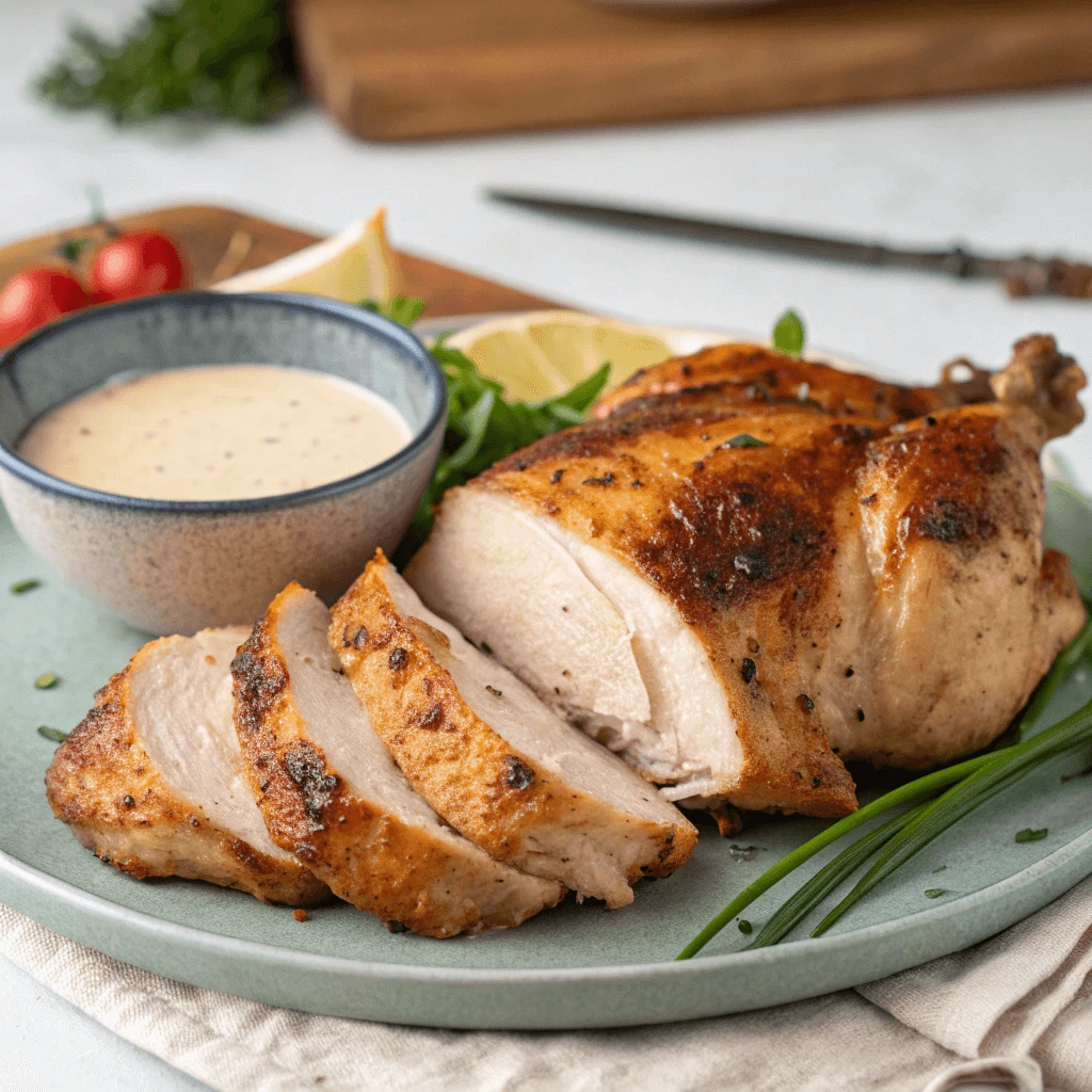 Ingredients for chicken and dressing spread on a countertop.