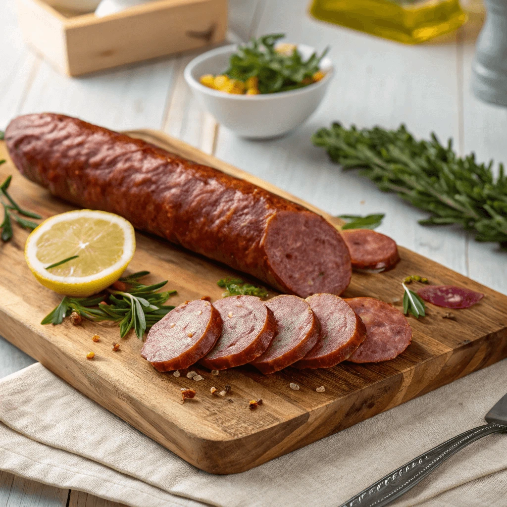 Classic Hickory-Smoked Summer Sausage - A flavorful smoked sausage perfect for grilling and snacking.