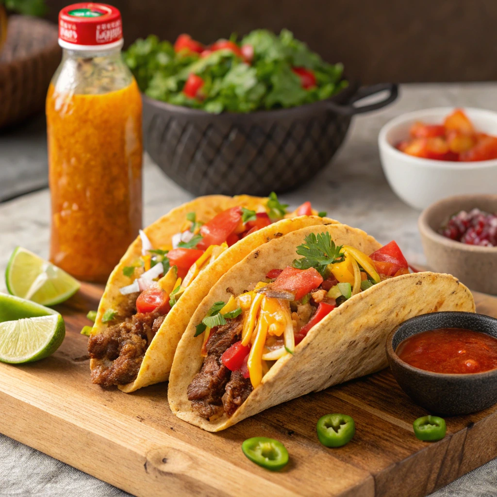 A variety of delicious super tacos with different toppings and fillings