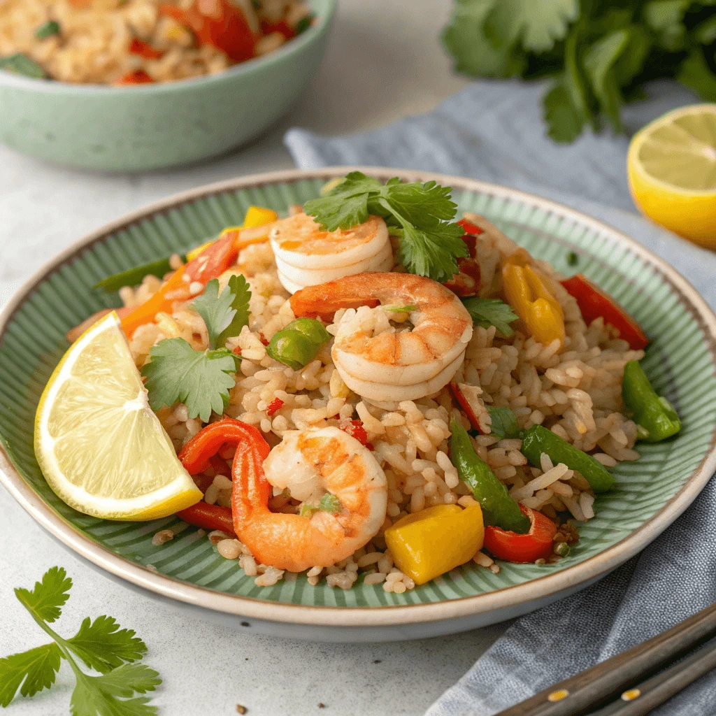 Fried rice with a twist, featuring colorful vegetables and a unique flavor twist