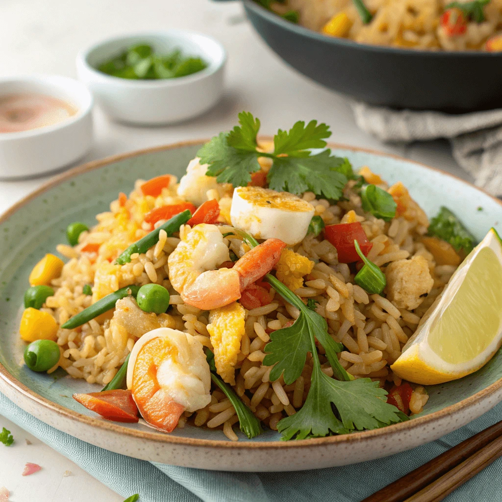 Fried rice with a twist made from leftover rice using creative rice hack recipes.