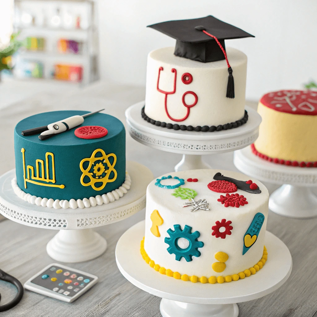 Graduation cakes designed for various college majors