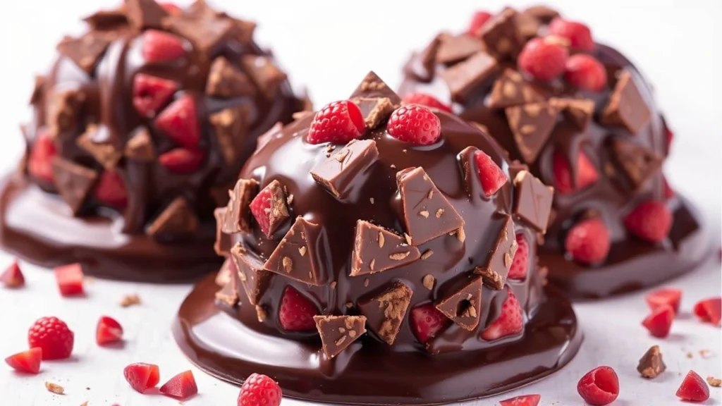 A variety of strawberry bon bons, showcasing chocolate-coated and sugar-coated versions.