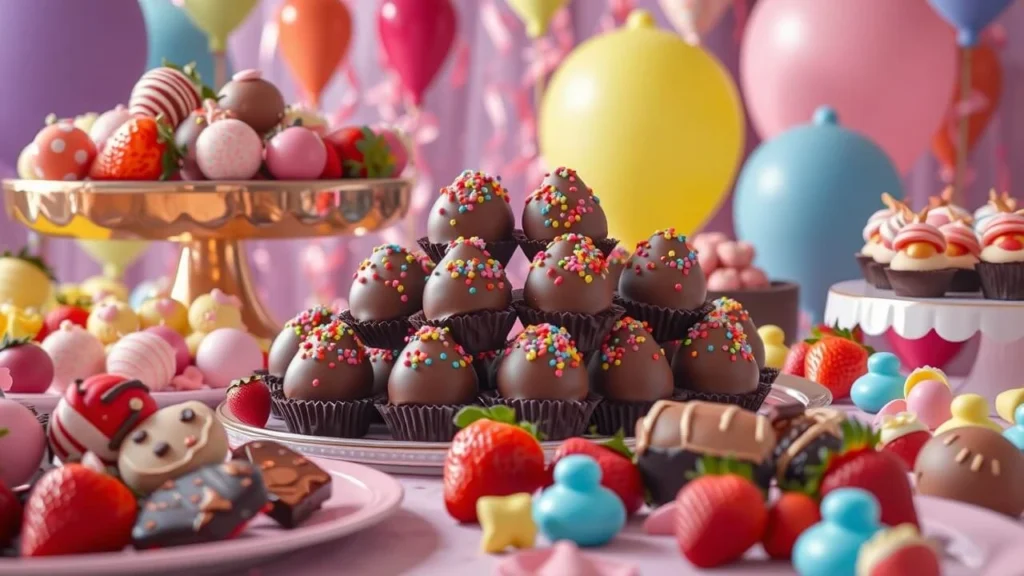  A platter of strawberry bon bons, dusted with sugar and shaped into bite-sized delights.