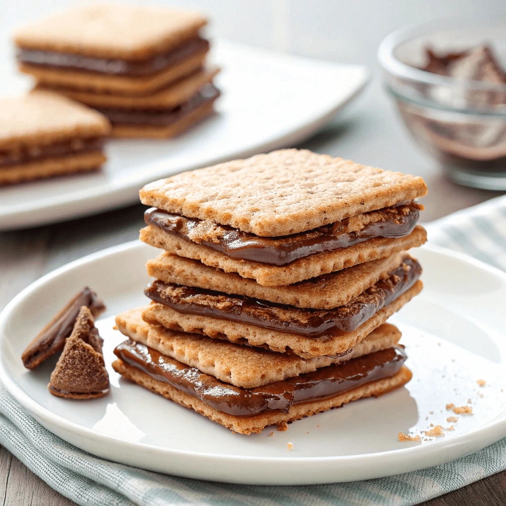 Nutella wafer sandwiches served on a plate, drizzled with chocolate sauce.