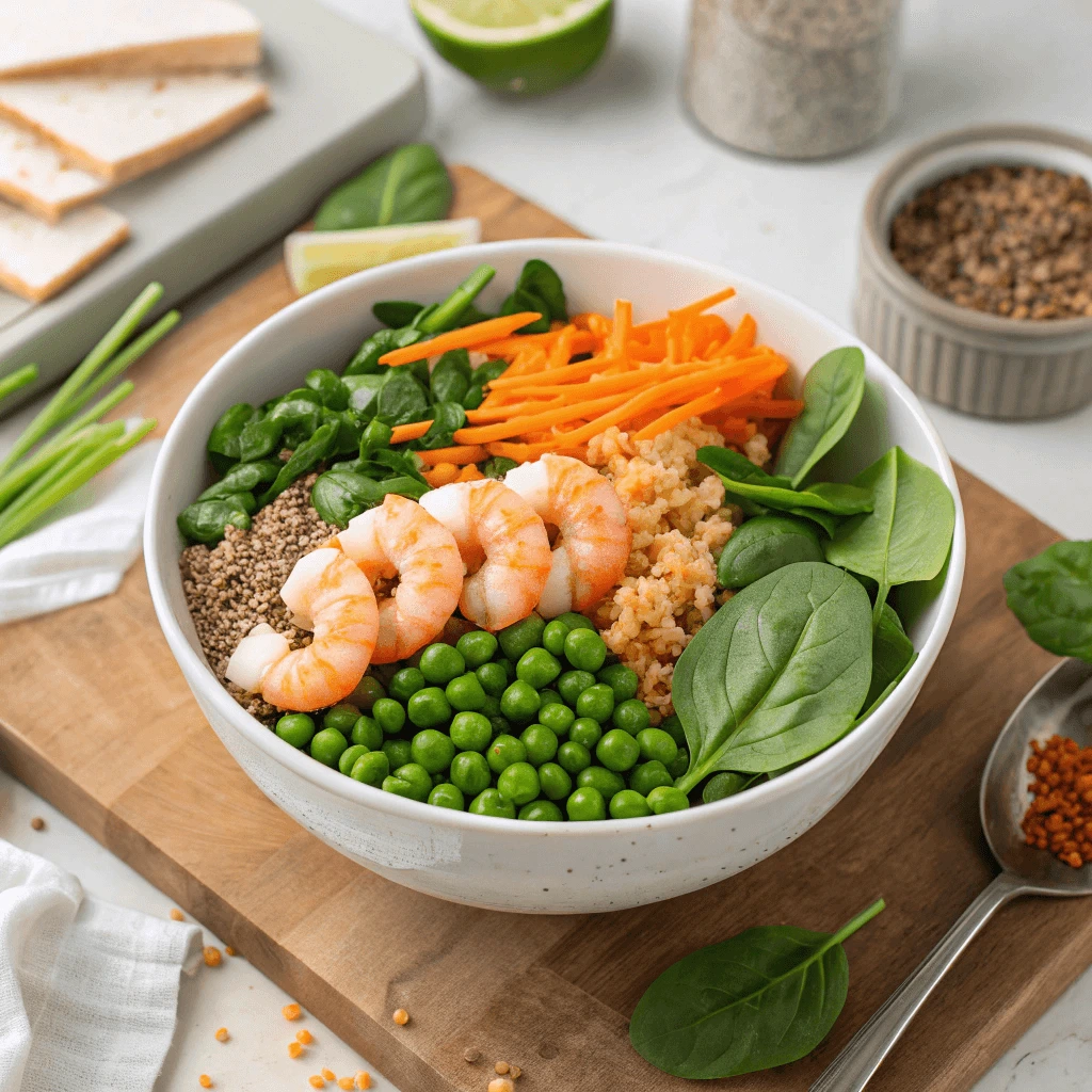 Homemade fish food for tropical fish in a bowl