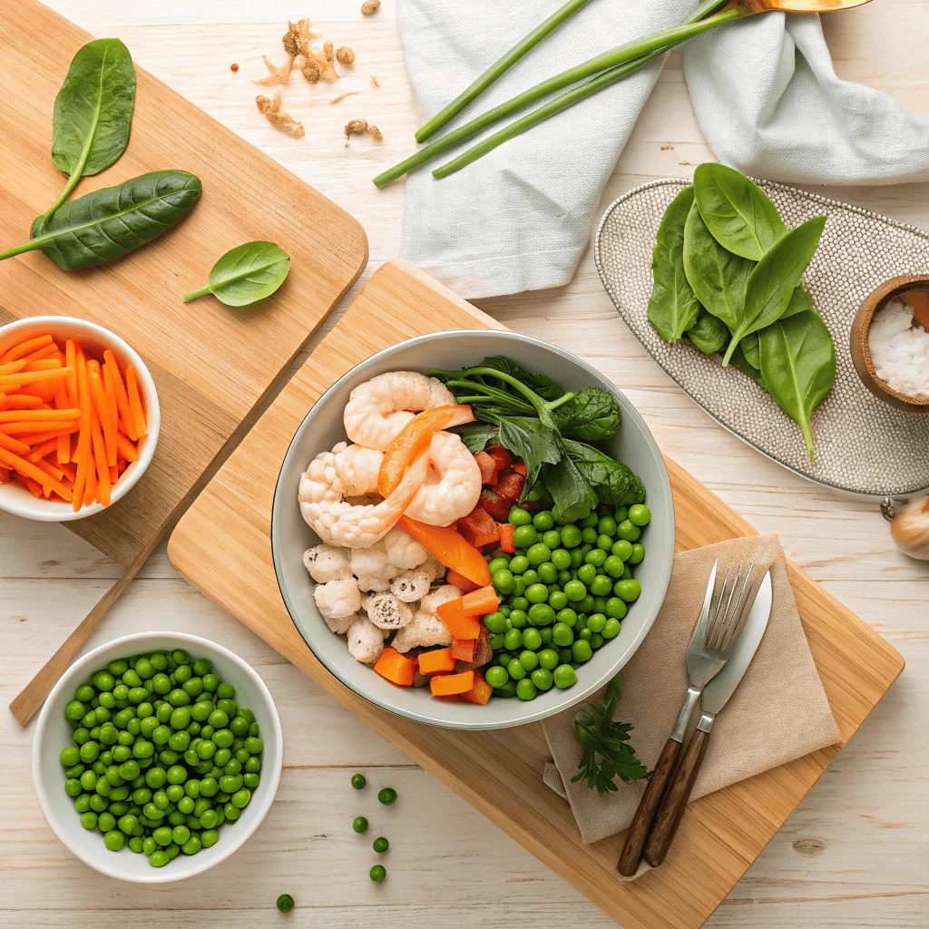 Preparing a homemade fish food mix for tropical fish