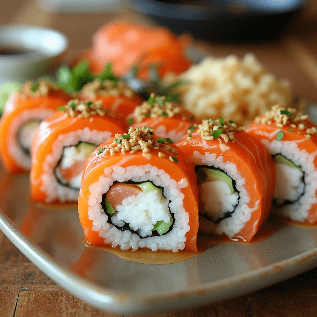 Salmon sushi rolls with avocado and cucumber