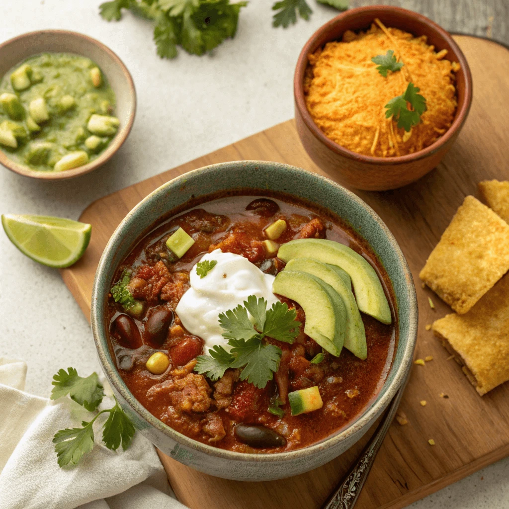 Taco Soup Frios served with a side of Mexican rice and cornbread