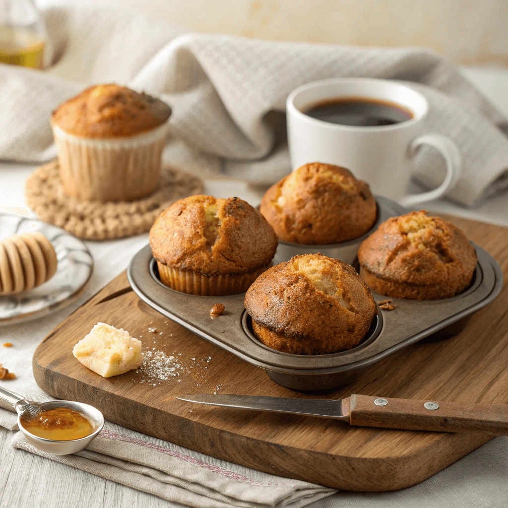 Freshly baked gluten-free muffins on a cooling rack.