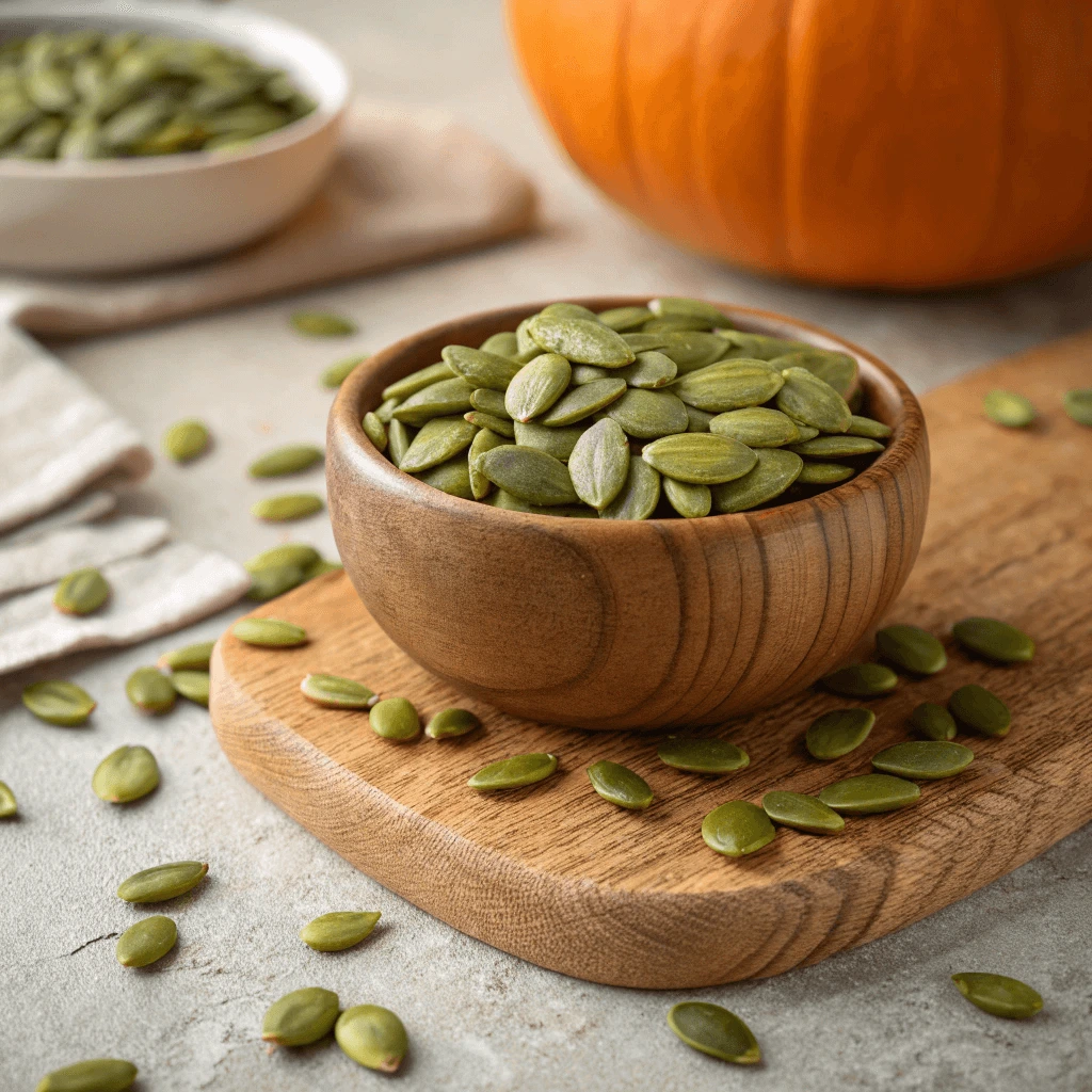 Healthy raw pumpkin seeds rich in antioxidants and minerals