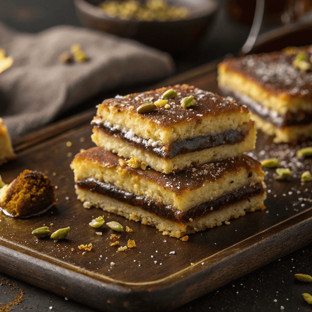 Sliced Knafeh Chocolate Bars showcasing layers of crunchy pastry and rich chocolate