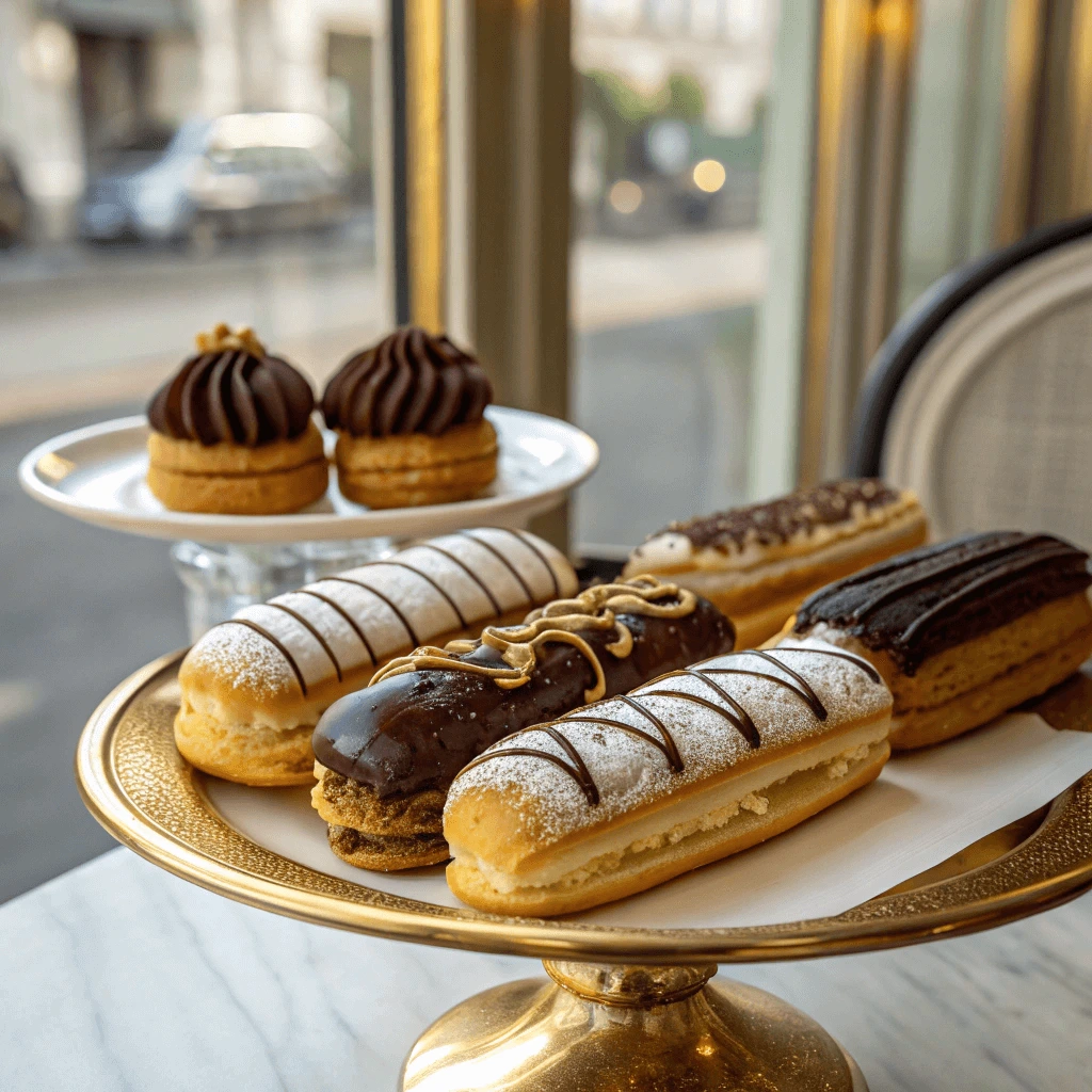  Freshly made éclairs and pain au chocolat