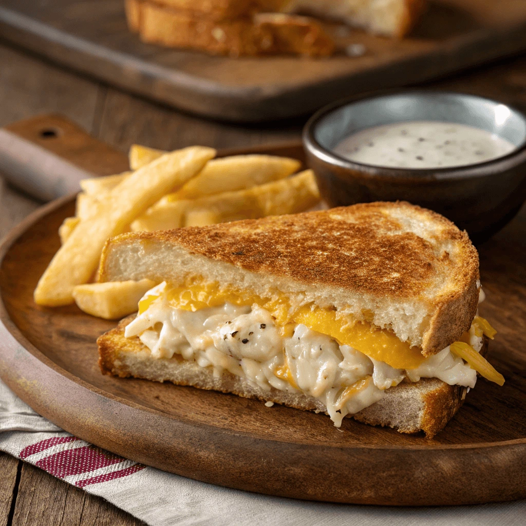 Southern Maryland Grilled Cheese Sandwich with crab and Old Bay seasoning