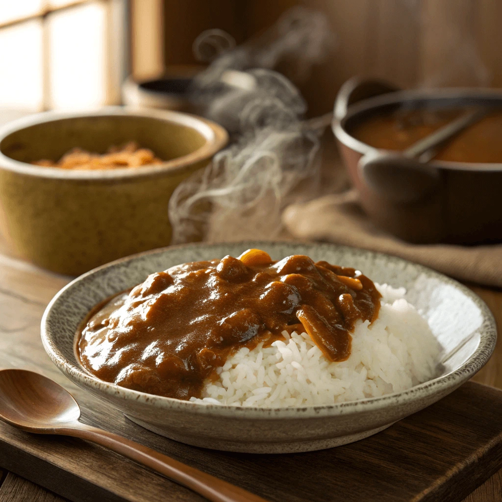 Sausage turkey fat gravy served over a bed of rice.