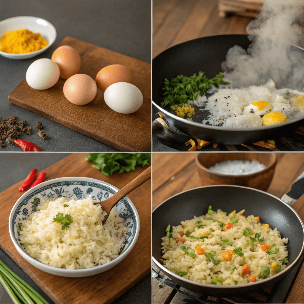  Step-by-step cooking of Anjappar-style egg fried rice