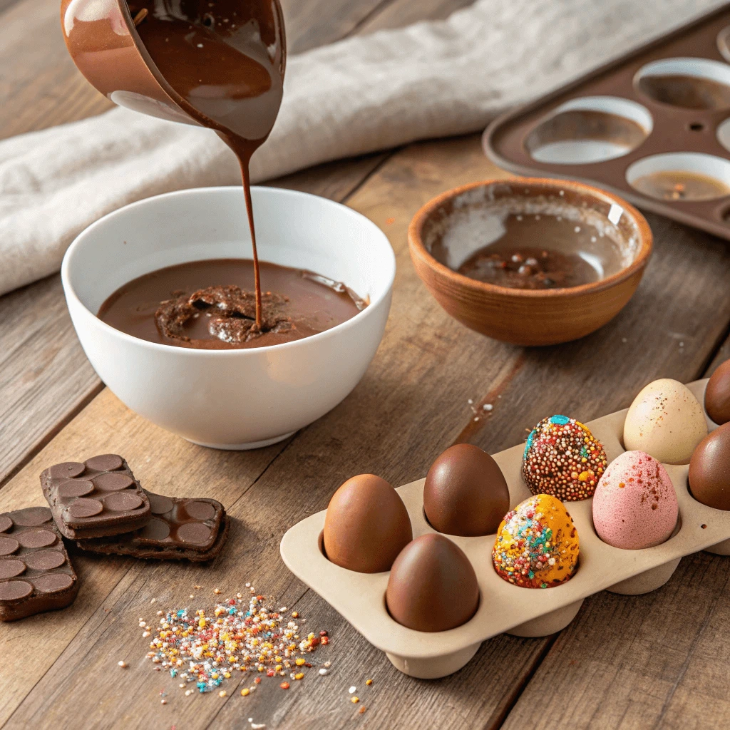  Step-by-step process of making DIY chocolate eggs