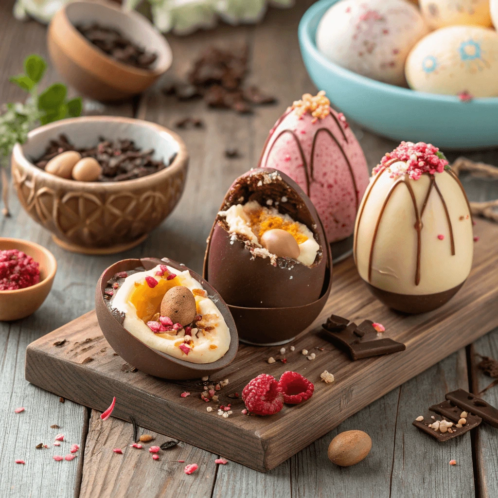 Assorted DIY chocolate eggs with different fillings