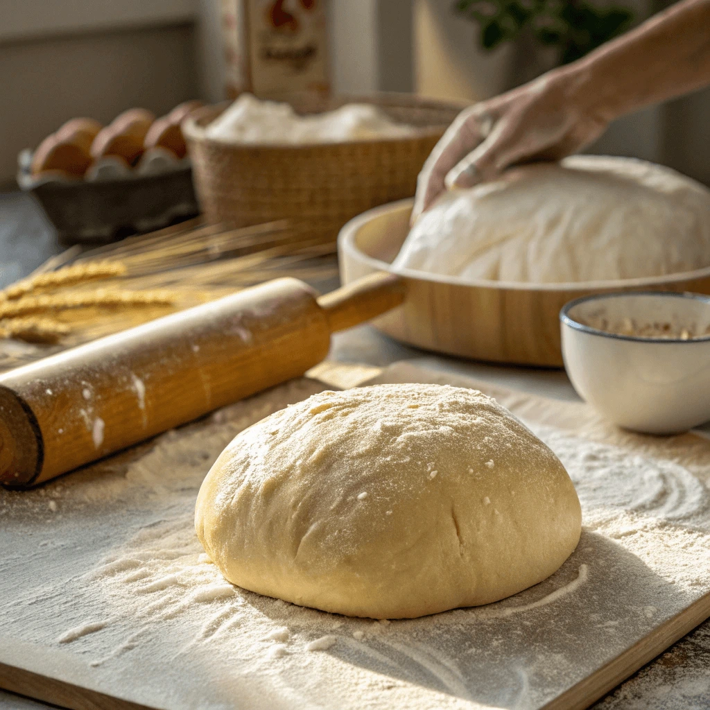 Freshly made bread dough rising recipe