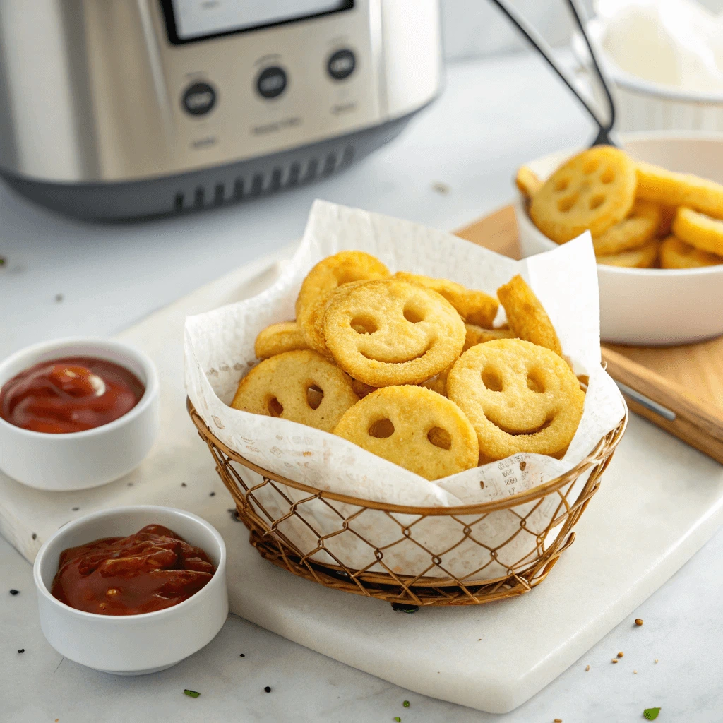 Preparing the Fries for Air Frying Smile face fries