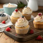 A variety of freshly baked gluten-free cupcakes with colorful frosting