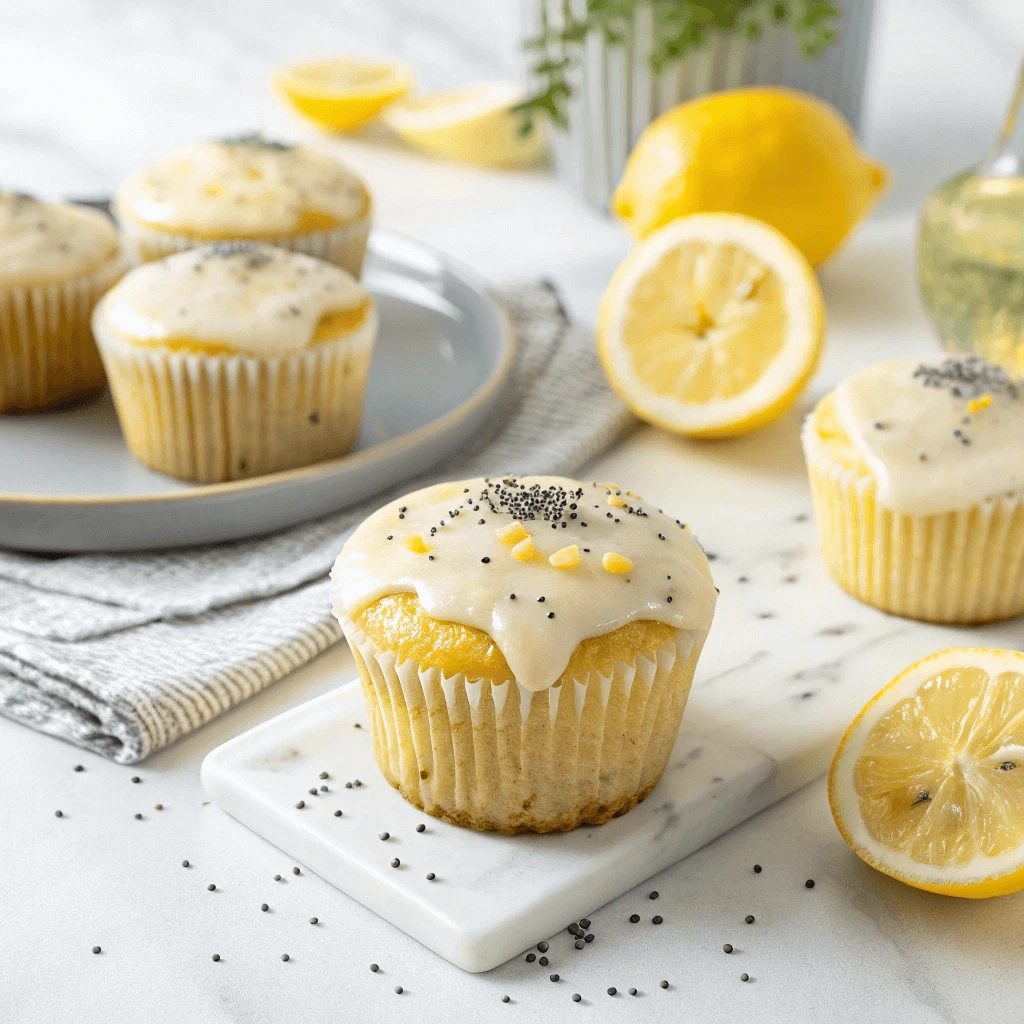 Lemon poppy seed gluten-free cupcakes with lemon zest