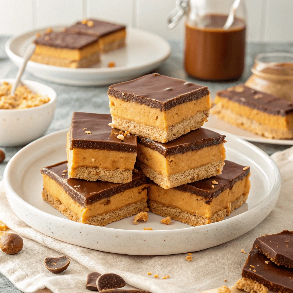 Finished Cheez-It Peanut Butter and Chocolate bars on a plate