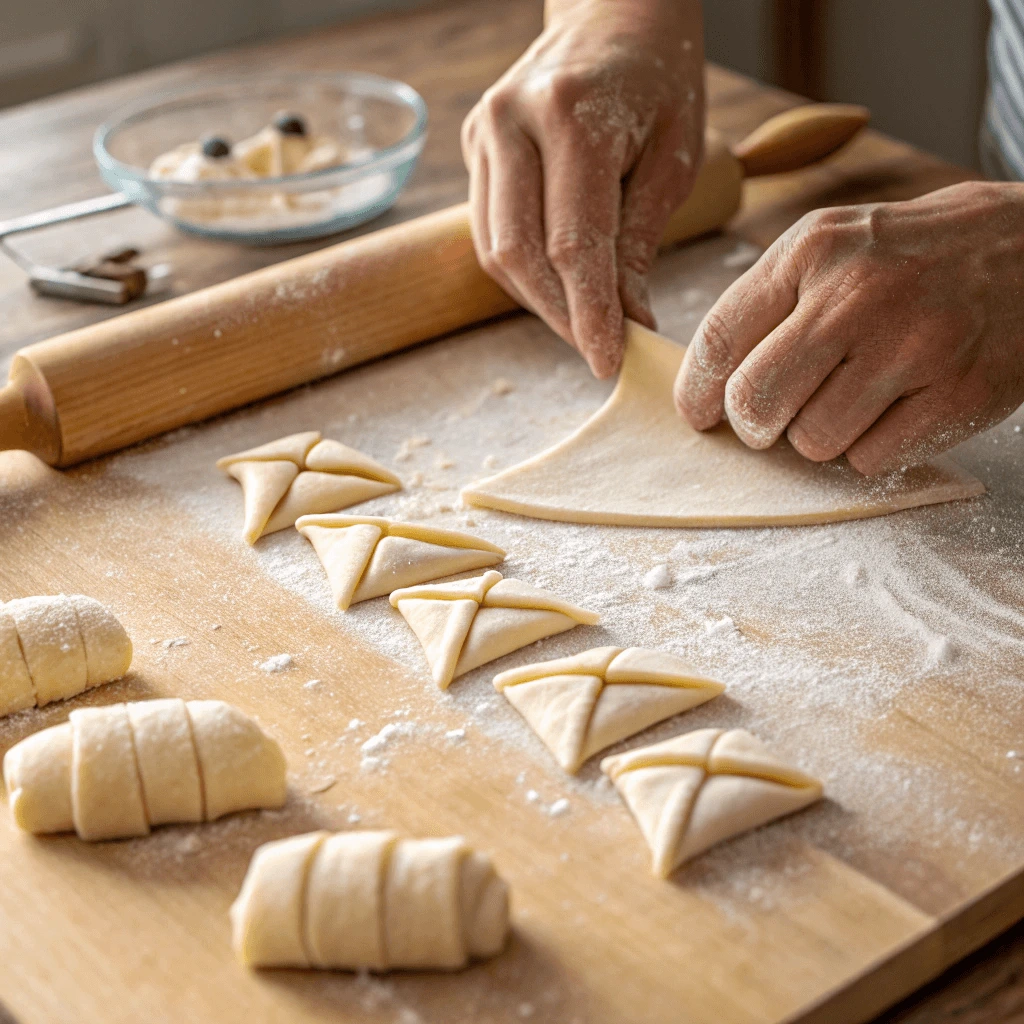 A step-by-step guide to rolling mini croissants dough