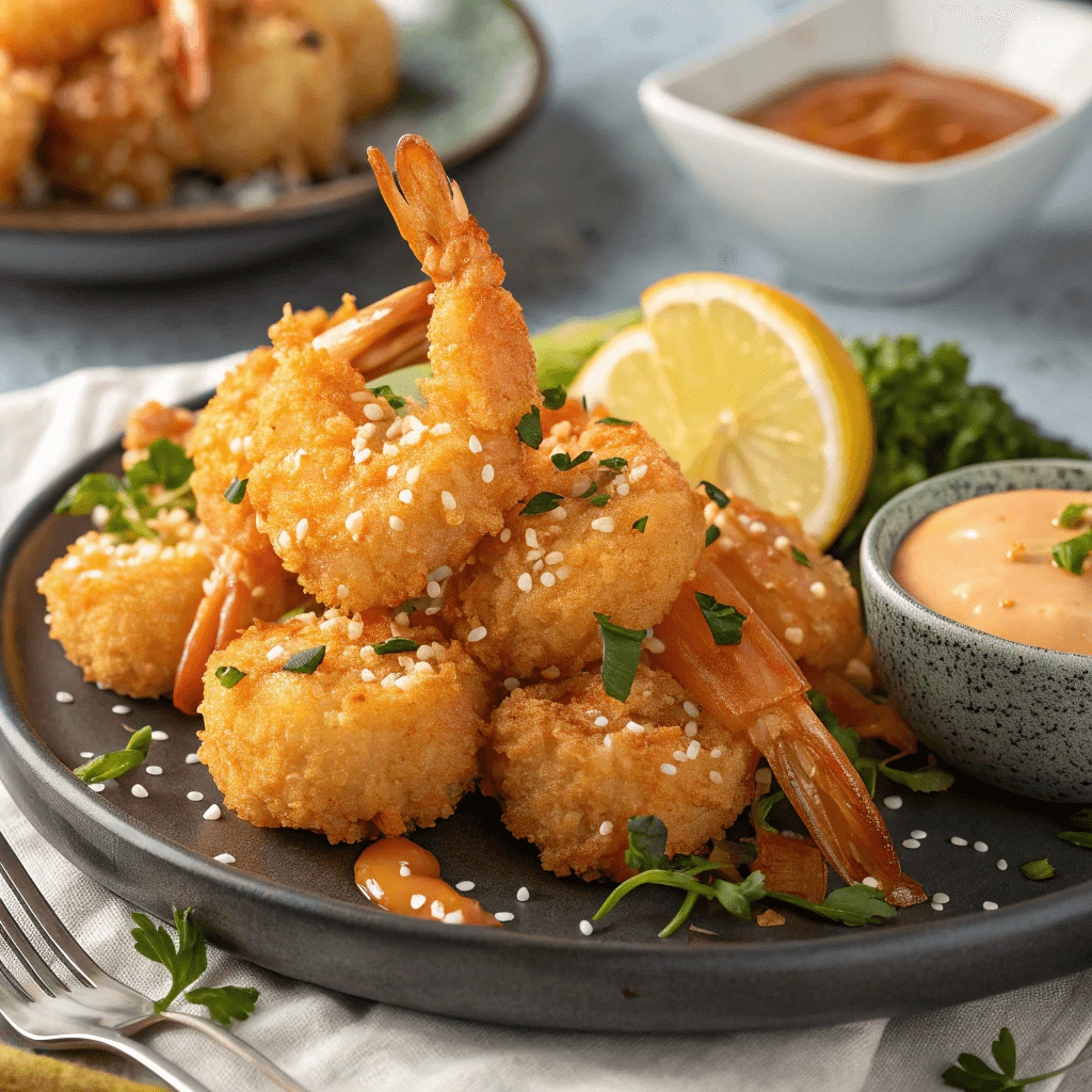 Air Fryer Boom Boom Shrimp ready to be served for a delicious meal