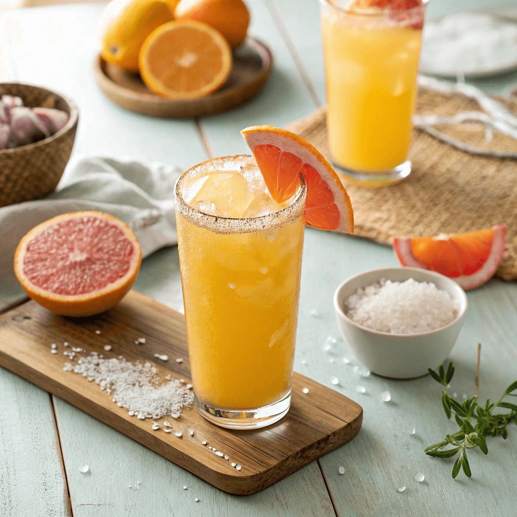 A refreshing adrenal cocktail served in a glass with ice and a slice of orange.