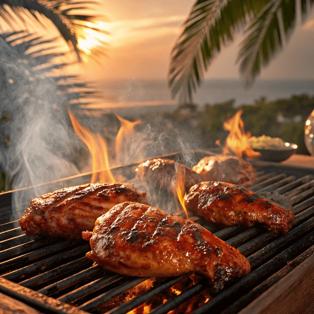 Marinated Buli Huli Chicken on the grill