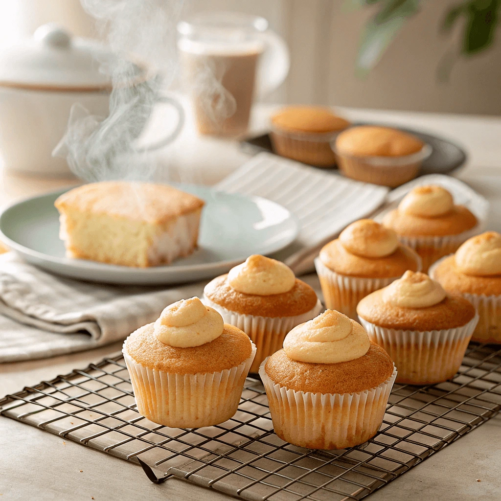 A batch of gluten-free cupcakes cooling on a wire rack