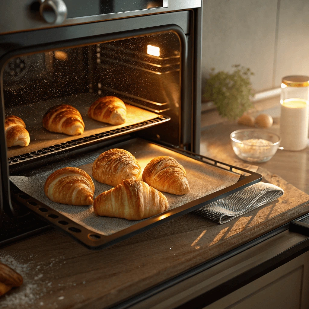 Baking mini croissants in the oven