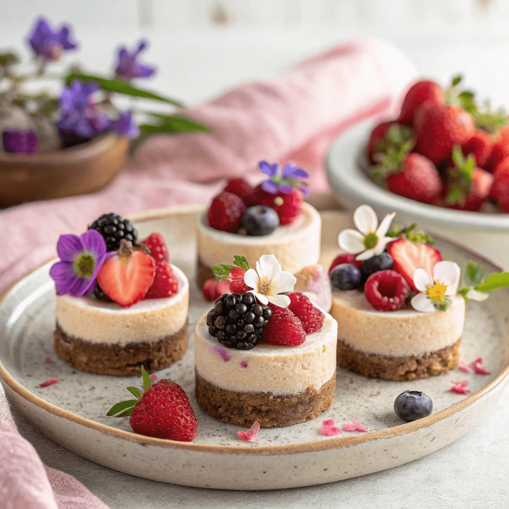 A plate of vegan and gluten-free mini cakes