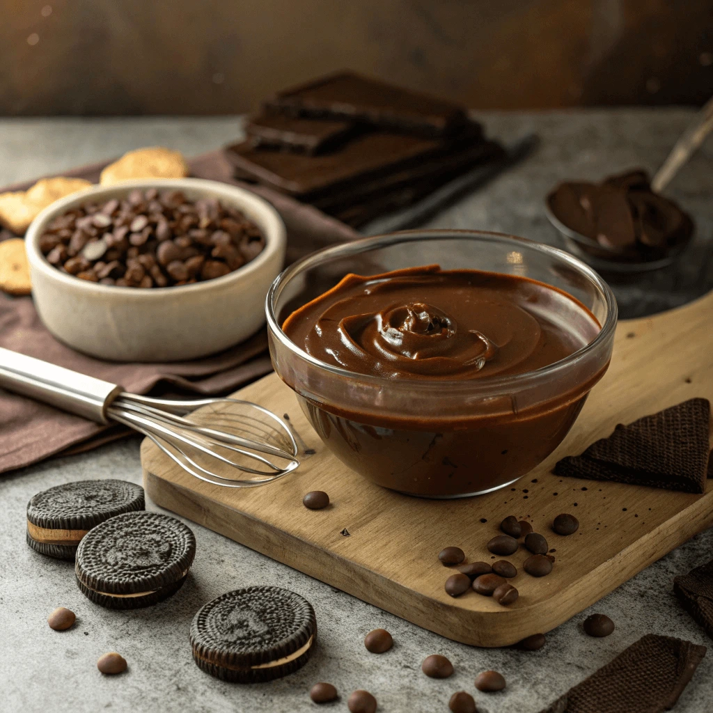 Melting chocolate for DIY chocolate-covered Oreos
