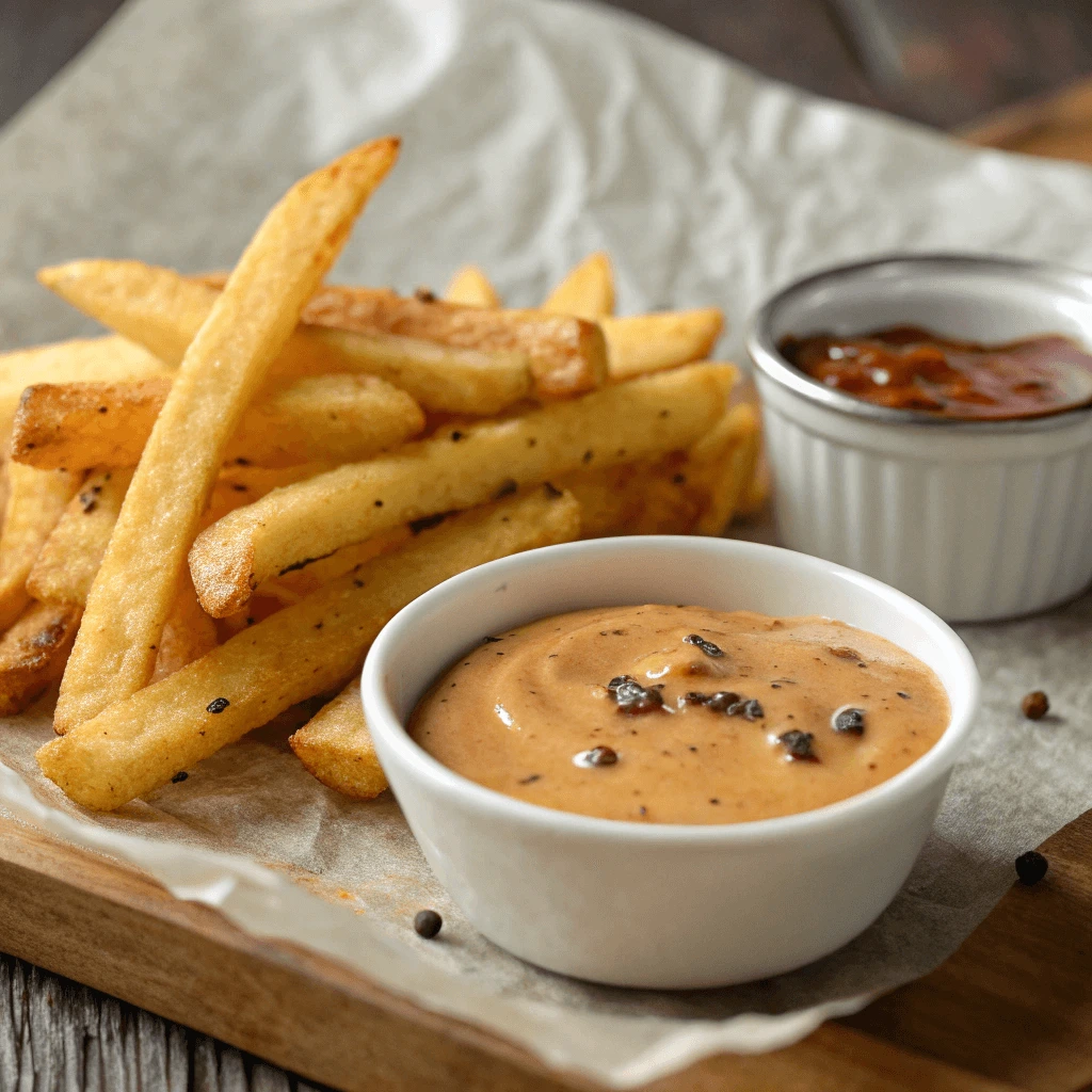 Raisin Cane’s sauce drizzled over crispy golden fries