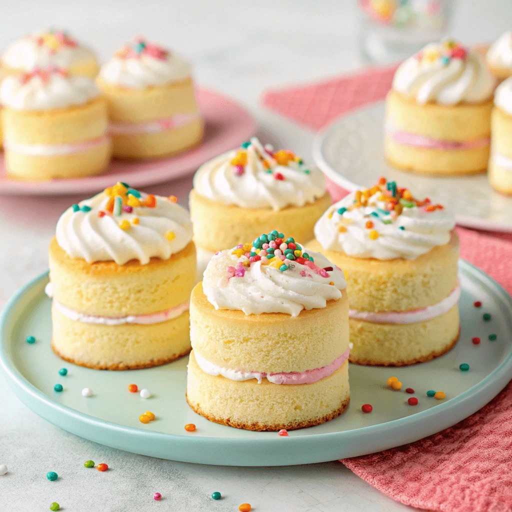 Gluten-free mini cakes decorated with vibrant sprinkles